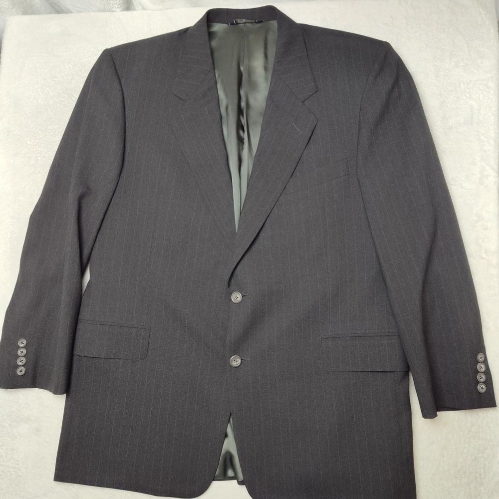 Gieves & Hawkes Suit Jacket‎ Mens 44R Gray Striped Wool Notch Savile Row London